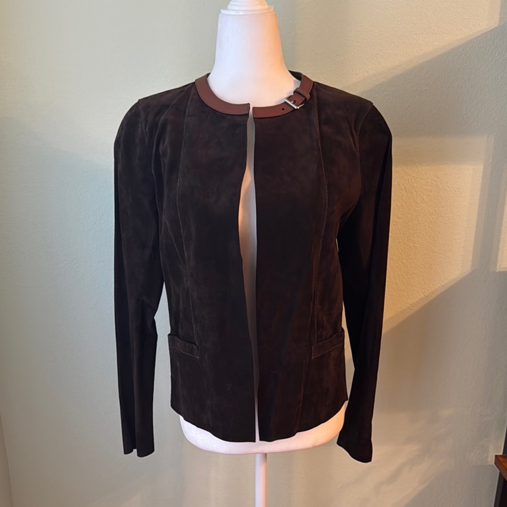Prada Chocolate Brown Suede  Blazer Minimalist